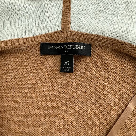 Banana Republic hooded open front cardigan tan & cream color - Picture 5 of 8